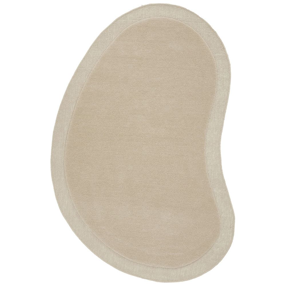 Aspley Beige Modern Curved Wool Rug - Rugs Of Beauty - 1
