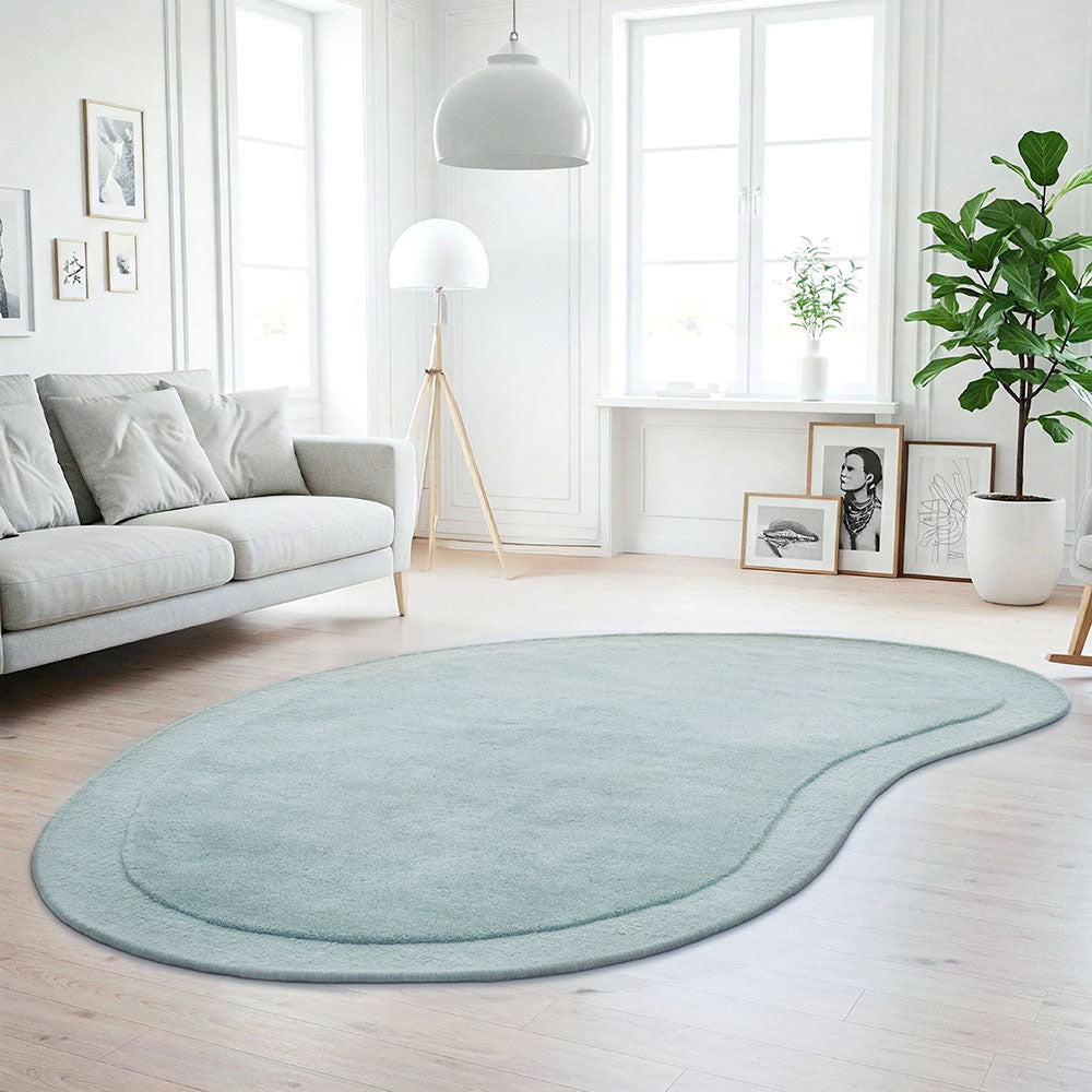 Aspley Pastel Blue Modern Curved Wool Rug - Rugs Of Beauty - 2