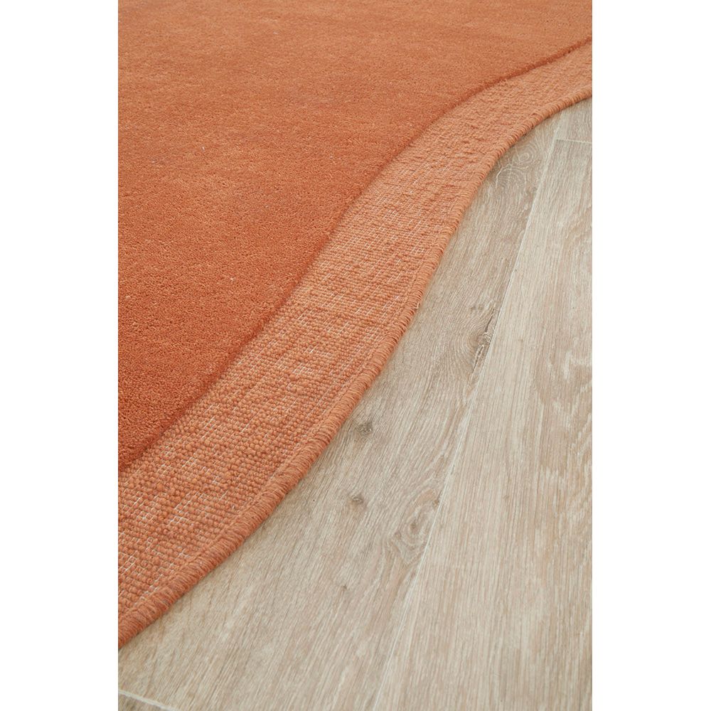 Aspley Tangerine Coral Modern Curved Wool Rug - Rugs Of Beauty - 3