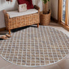 Manchester 3451 Brown Cross Patterned Round Wool Rug - Rugs Of Beauty - 2