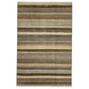 Multi Colour Striped Hand Knotted Oriental Wool Rug