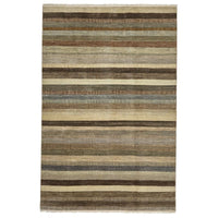 Multi Colour Striped Hand Knotted Oriental Wool Rug