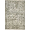 Olive Beige Patterned Hand Knotted Oriental Wool Rug
