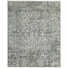 Black Silver Patterned Hand Knotted Oriental Wool Rug - 1