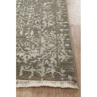 Black Silver Patterned Hand Knotted Oriental Wool Rug - 3