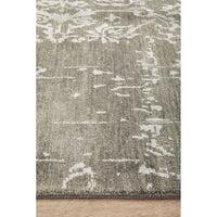 Black Silver Patterned Hand Knotted Oriental Wool Rug - 4