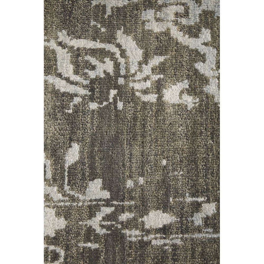 Black Silver Patterned Hand Knotted Oriental Wool Rug - 6