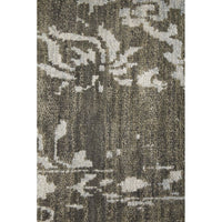 Black Silver Patterned Hand Knotted Oriental Wool Rug - 6