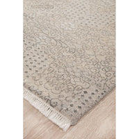 Silver Grey Patterned Hand Knotted Oriental Wool Rug - 2