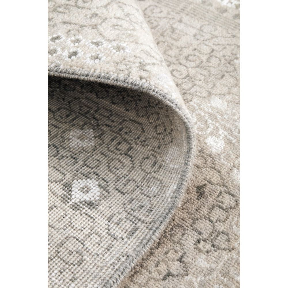 Silver Grey Patterned Hand Knotted Oriental Wool Rug - 5