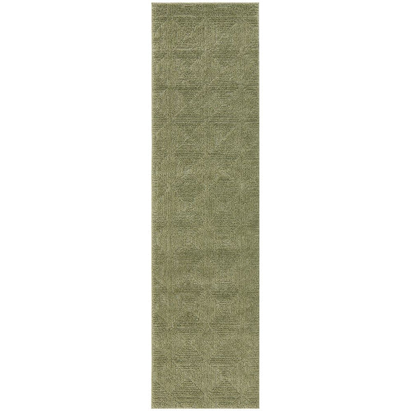 Emerald 755 Green Diamond Patterned Modern Runner Rug - 1