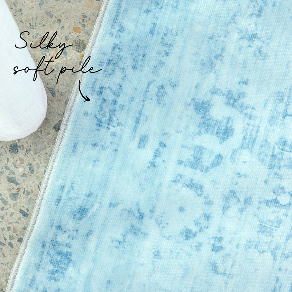 Toronto 525 Aquamarine Blue Modern Machine Washable Rug - Rugs Of Beauty - 4