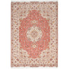 Persian Tabriz Medallion Peach Beige Multi Colour Hand Knotted Wool Rug - Rugs Of Beauty - 1