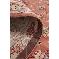 Persian Tabriz Medallion Peach Beige Multi Colour Hand Knotted Wool Rug - Rugs Of Beauty - 7