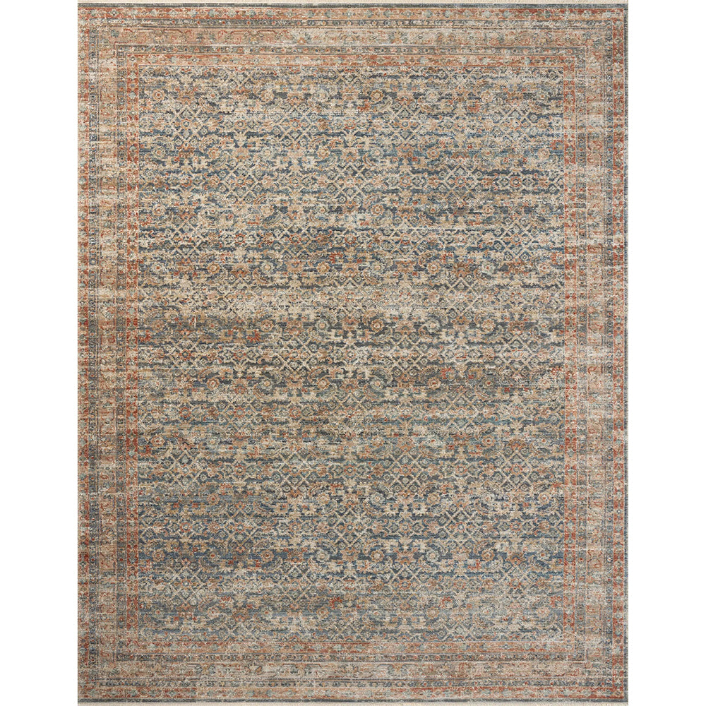 Medowie 1730 Blue Earth Multi Coloured Textured Transitional Rug - Rugs Of Beauty - 1