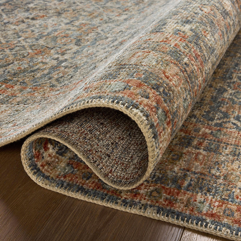 Medowie 1730 Blue Earth Multi Coloured Textured Transitional Rug - Rugs Of Beauty - 5