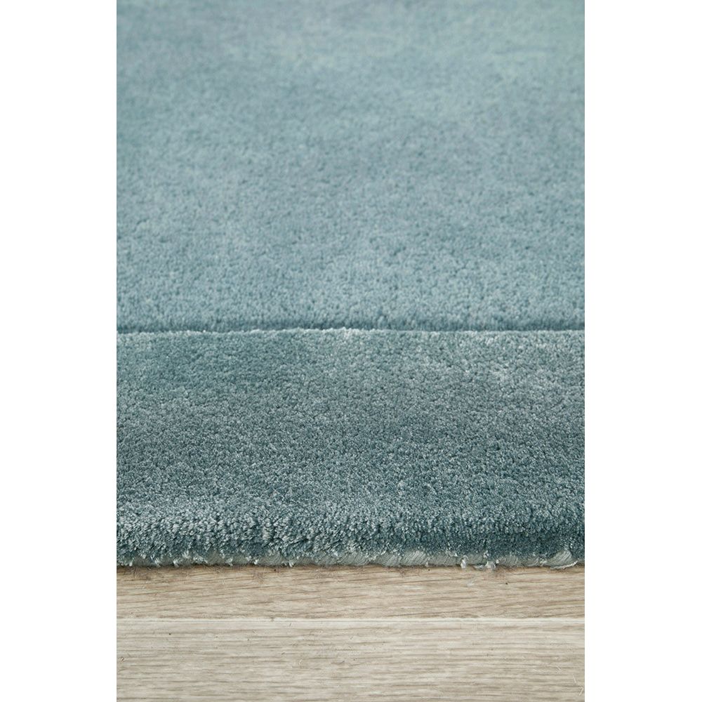 Hayman Aqua Blue Wool Viscose Modern Runner Rug - Rugs Of Beauty - 4