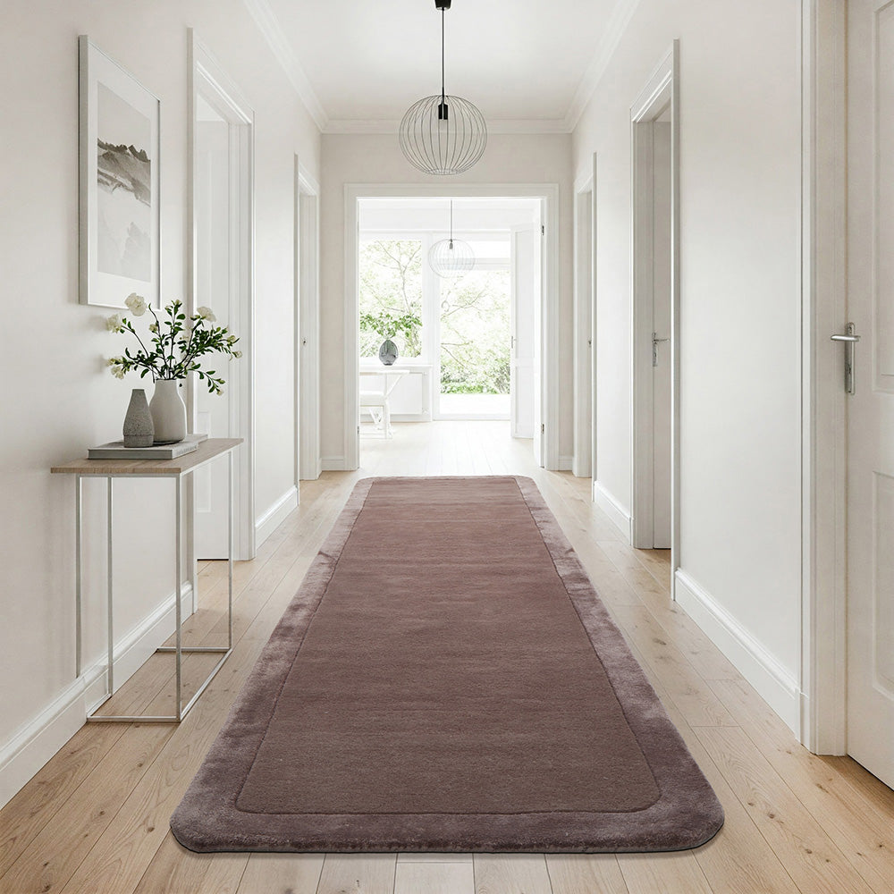 Hayman Plum Purple Wool Viscose Modern Runner Rug - Rugs Of Beauty - 2