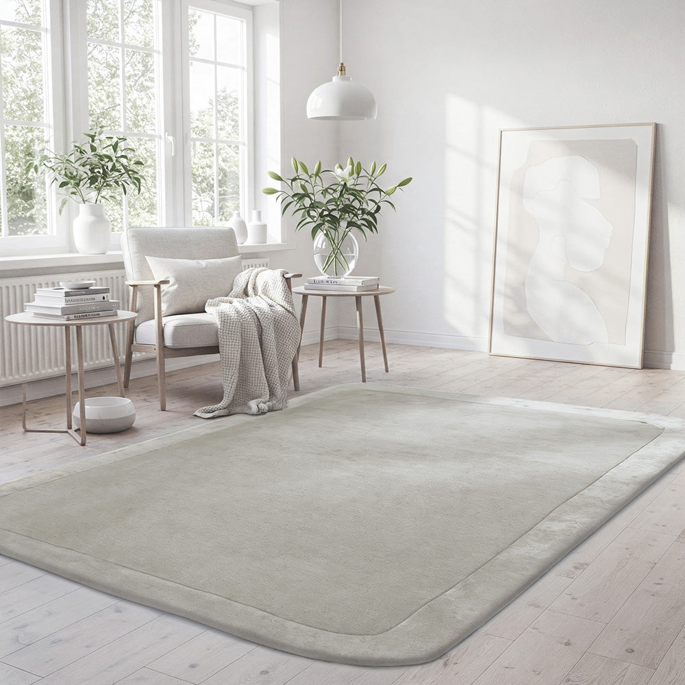 Hayman Silver Grey Wool Viscose Modern Rug - Rugs Of Beauty - 2