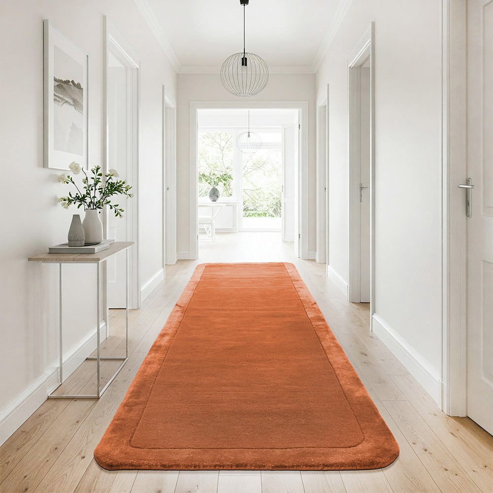 Hayman Clay Orange Wool Viscose Modern Runner Rug - Rugs Of Beauty - 2