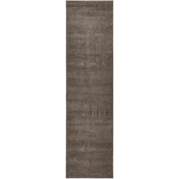Rectangular brown hallway runner rug on a white background