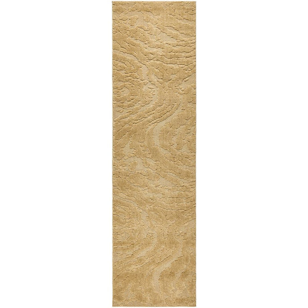 Gold textured rectangular rug on a white background