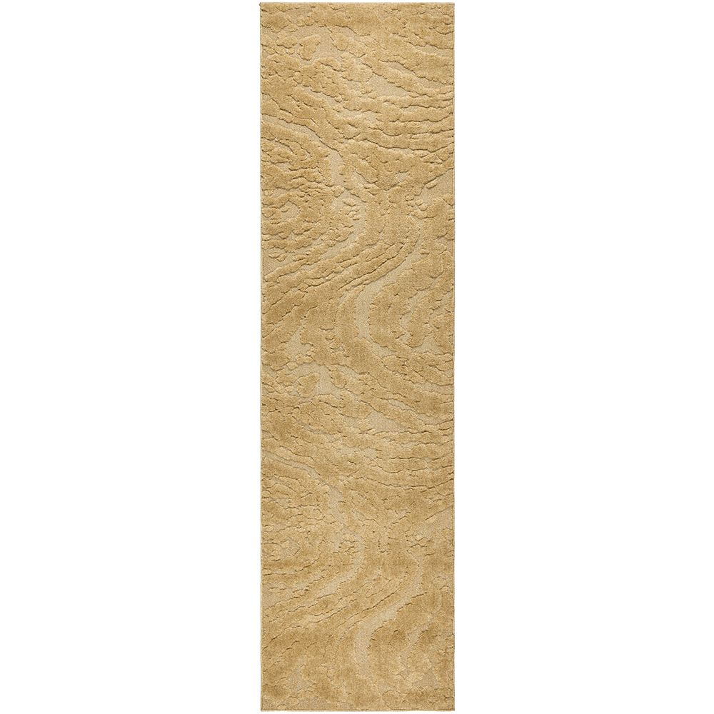 Gold textured runner rug on a white background