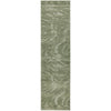 Green patterned runner rug on a white background