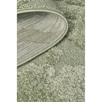 Close-up of a textured green rug corner