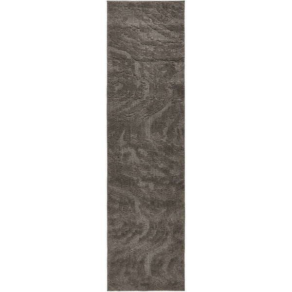 Brown mocha textured runner rug on a white background