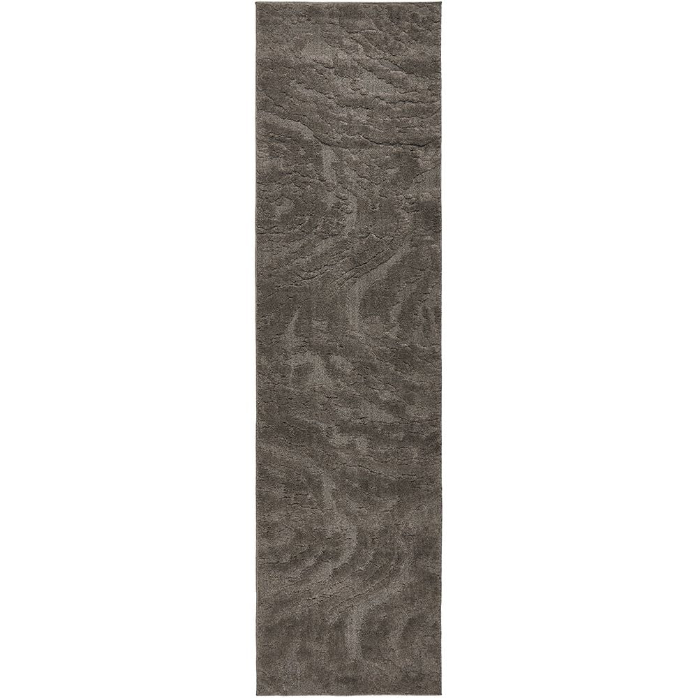 Brown mocha textured runner rug on a white background