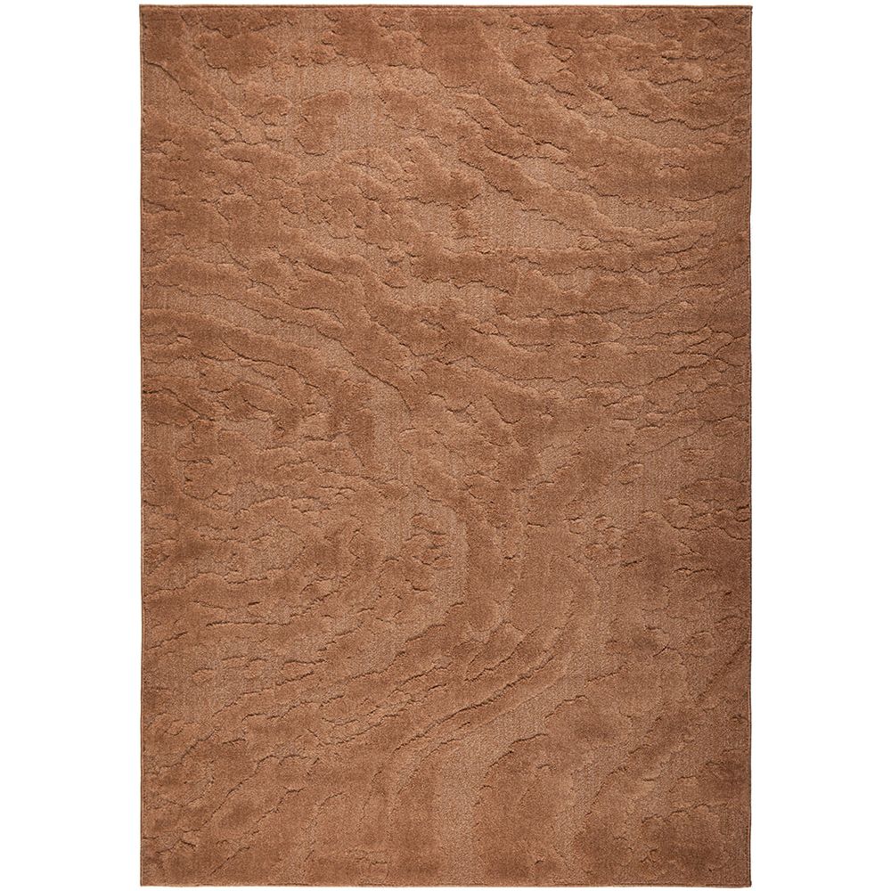 Rust coloured textured area rug on a white background