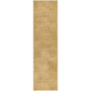 Gold coloured textured patterned runner rug on a white background