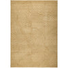 Gold coloured rug with a textured arch pattern