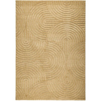 Gold coloured rug with a textured arch pattern