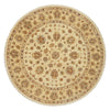 Beige Floral Multi Coloured Patterned Hand Knotted Oriental Round Wool Rug - 1
