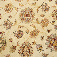 Beige Floral Multi Coloured Patterned Hand Knotted Oriental Round Wool Rug - 3