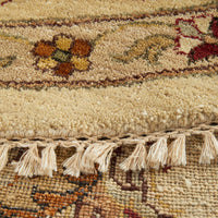 Beige Floral Multi Coloured Patterned Hand Knotted Oriental Round Wool Rug - 7