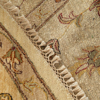 Beige Floral Multi Coloured Patterned Hand Knotted Oriental Round Wool Rug - 8