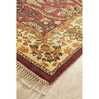 Multi Coloured Jaypore Rose Patterned Hand Knotted Oriental Wool Rug - 2