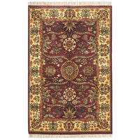 Multi Coloured Jaypore Rose Patterned Hand Knotted Oriental Wool Rug - 1
