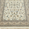 Beige Floral Patterned Hand Knotted Oriental Wool Rug - 2