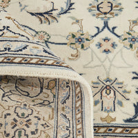 Beige Floral Patterned Hand Knotted Oriental Wool Rug - 4