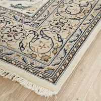 Beige Floral Patterned Hand Knotted Oriental Wool Rug - 5