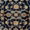 Navy Blue Beige Multi Colour Floral Patterned Hand Knotted Oriental Wool Rug - 5