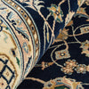 Navy Blue Beige Multi Colour Floral Patterned Hand Knotted Oriental Wool Rug - 8