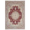 Persian Heri Tabriz Raj Medallion Red Beige Multi Colour Hand Knotted Wool Rug - Rugs Of Beauty - 1