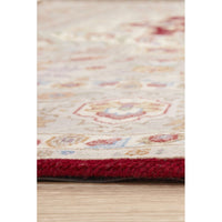 Persian Heri Tabriz Raj Medallion Red Beige Multi Colour Hand Knotted Wool Rug - Rugs Of Beauty - 5
