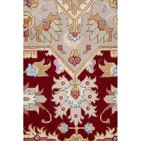 Persian Heri Tabriz Raj Medallion Red Beige Multi Colour Hand Knotted Wool Rug - Rugs Of Beauty - 6