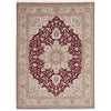 Decorative Persian wool rug with intricate patterns in red and beige
